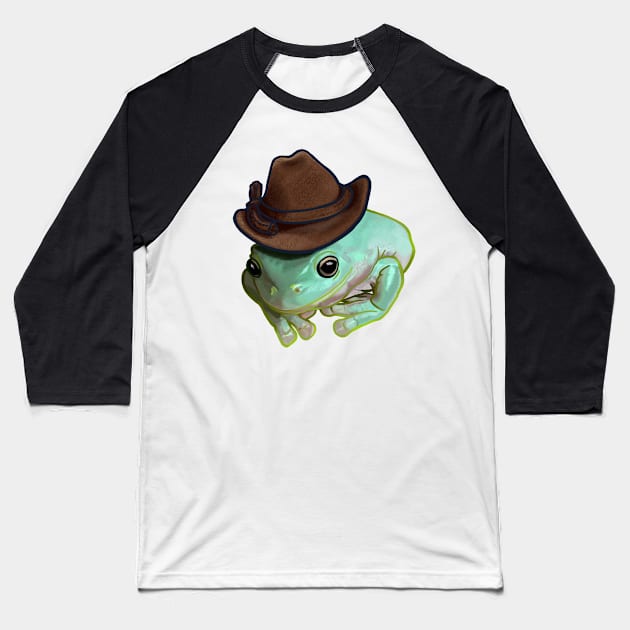 Howdy Howdy Cowboy Frog Funny Halloween Pet Costume Baseball T-Shirt by fiatluxillust